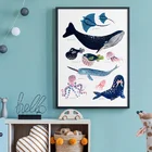 Современный плакат, морские животные, морские животные, рыбы, пинты, настенное искусство, холст, живопись, естественная картина для детской комнаты, детская комната, домашнее настенное искусство, Декор