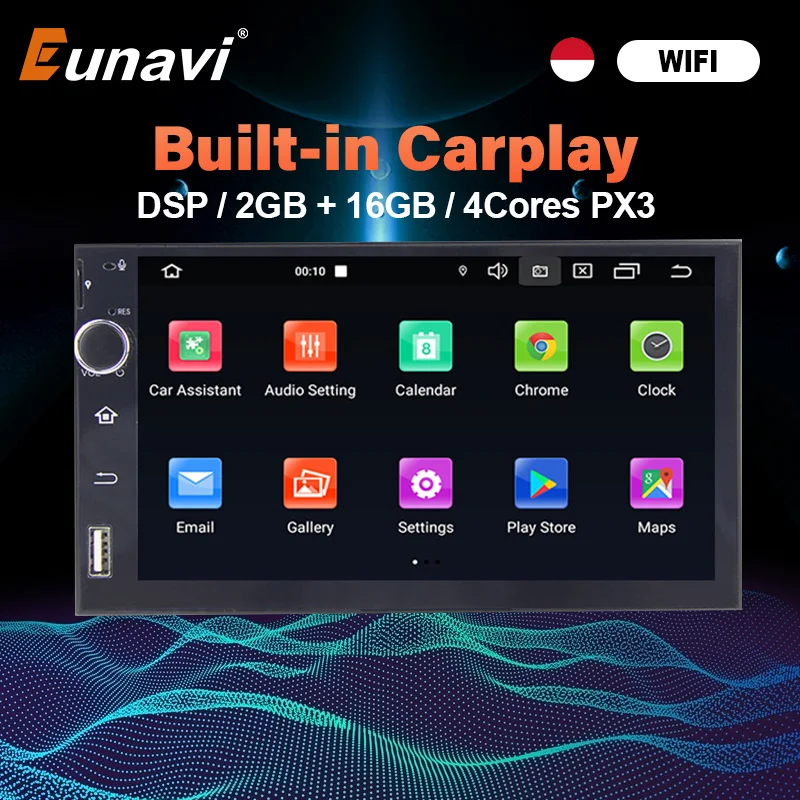 

Eunavi DSP Android 10 автомобильный Радио мультимедийный видео плеер универсальный 2 Din стерео аудио в тире Tap рекордер GPS навигация 2Din