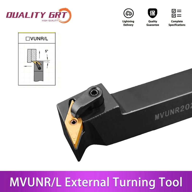 

Q.Grt MVUNR1616 MVUNR2020K16 MVUNR2525M16 External Turning Tool Holder Carbide Inserts VNMG MVUNR/L CNC Lathe Cutting Tools