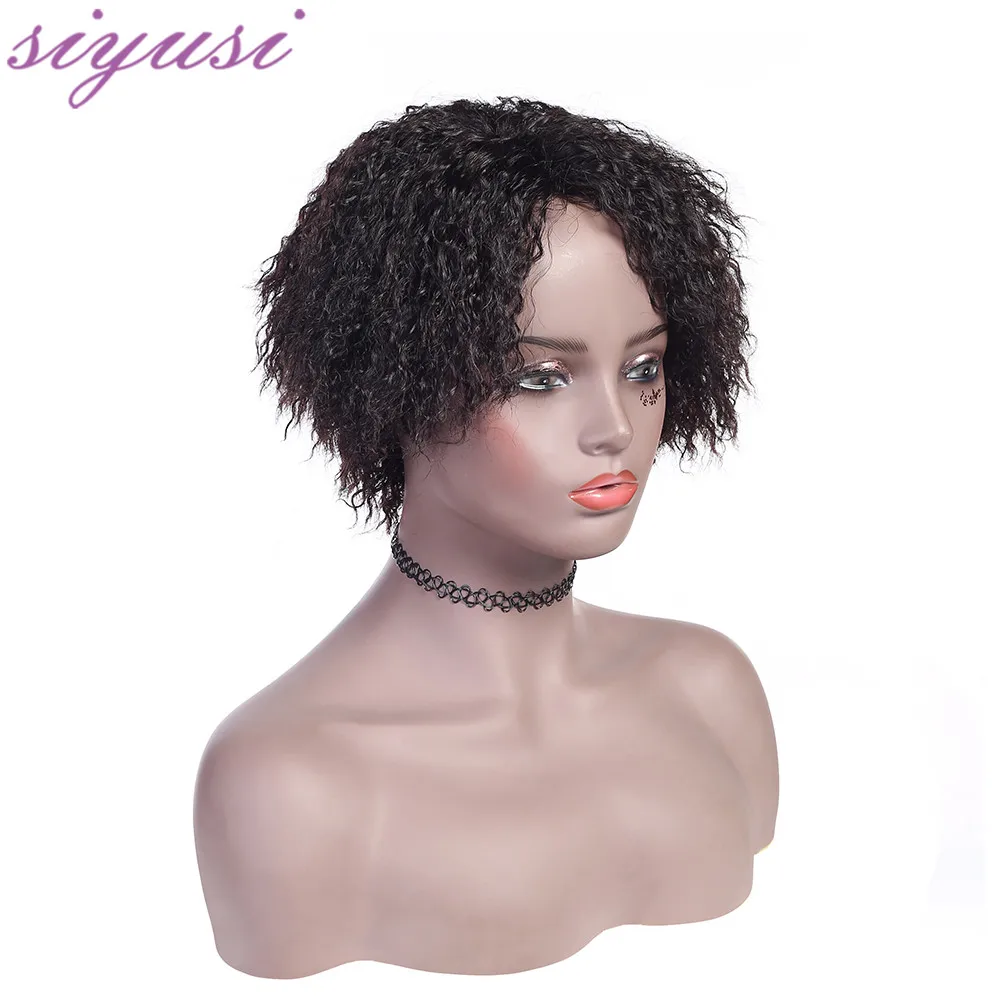 

Short Human Hair Wig Kinky Curly Full Machine Made Wigs For Women Human Hair Weave Malaysian Curly Human Hair Bob Wigs