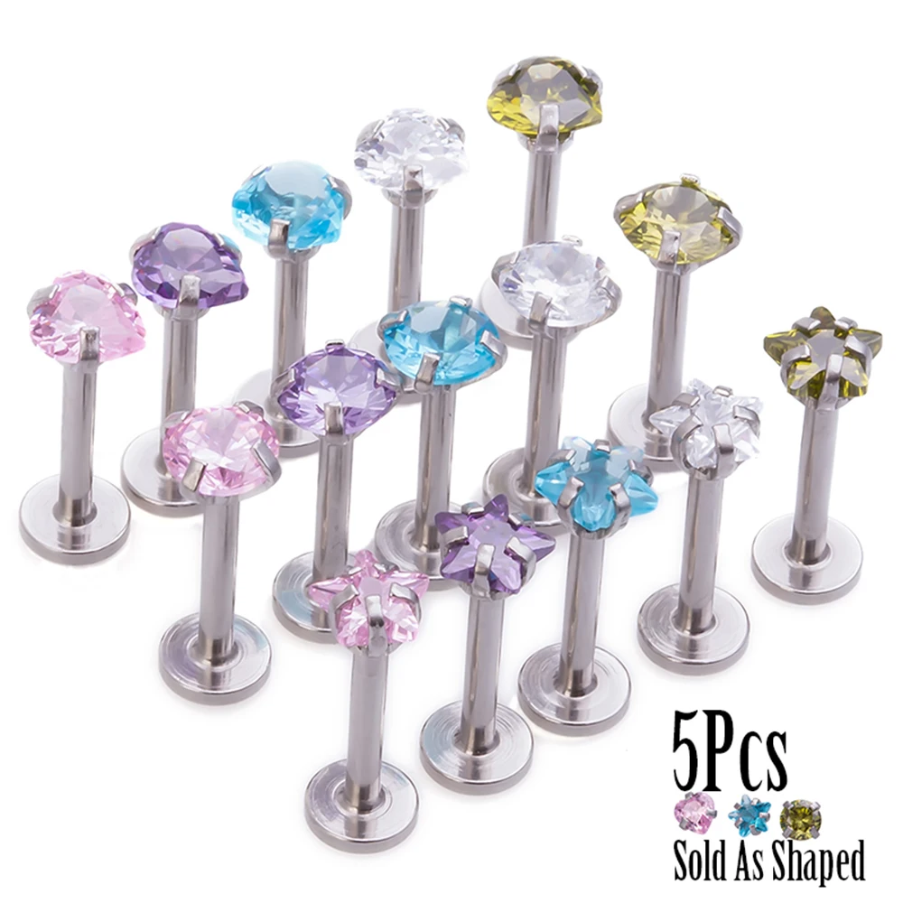 Серьги гвоздики женские из хирургической стали с внутренней резьбой для