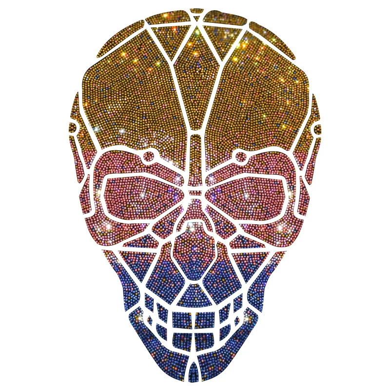 

Top Quality Fabric Plus Size 5XL Men Shirt Gradient Color Shiny Hot Drilling Skull Design Personality Long Sleeves