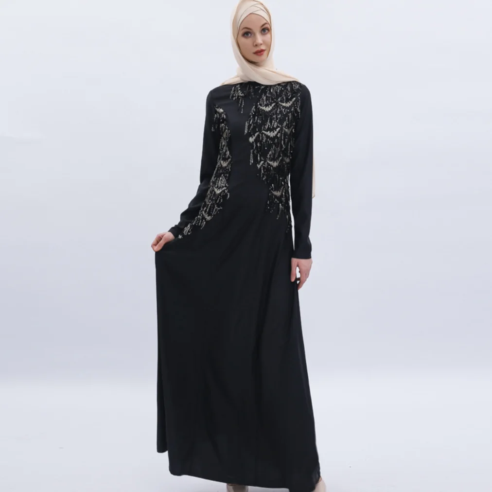 2021 мусульманское Новое модное платье с блестками, мусульманское ретро-платье, женское платье, абайя, Дубай, американская одежда, мусульманс...