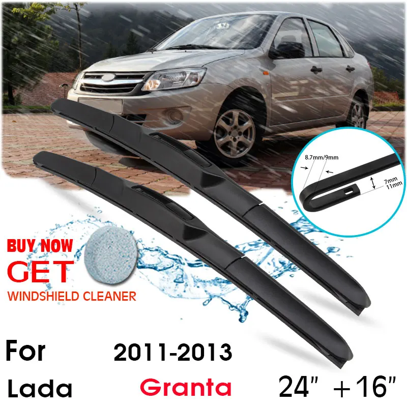 

Car Wiper Blade Front Window Windshield Rubber Silicon Refill Wipers For Lada Granta 2011-2013 LHD / RHD 24"+16" Car Accessories