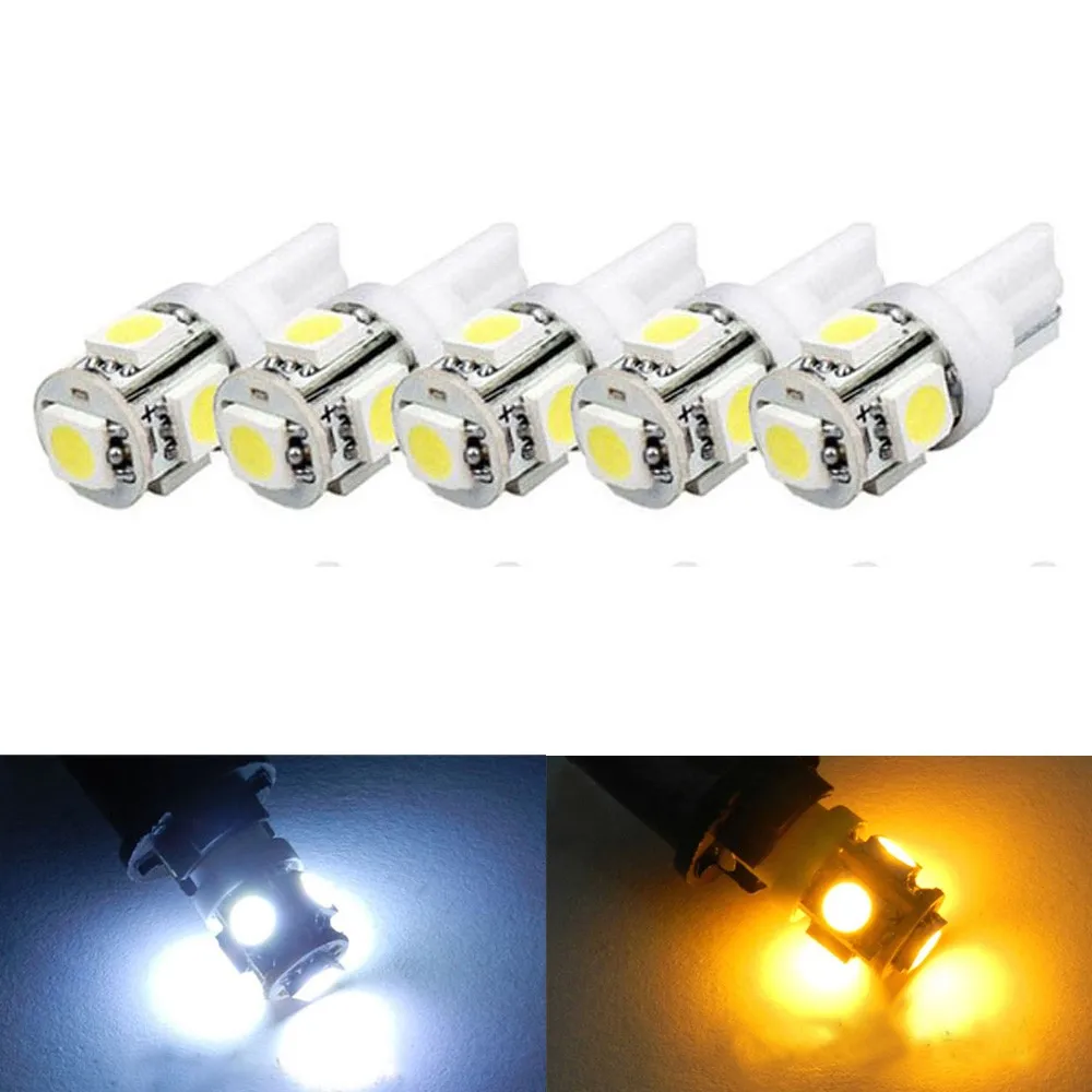 5pcs DC12V 3W Car Bulb T10 5-SMD 5050 Xenon Interior Light / Number Plate Festoon LED Lamp 192 168 194 W5W 2825 158 | Автомобили и