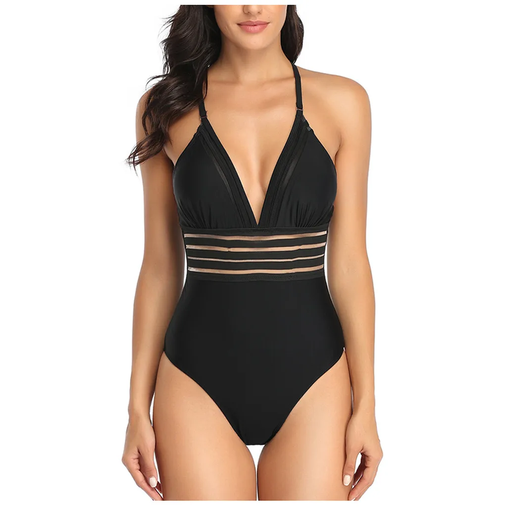 Новинка 2020 сексуальный цельный купальник для женщин Одноцветный полый винтажная