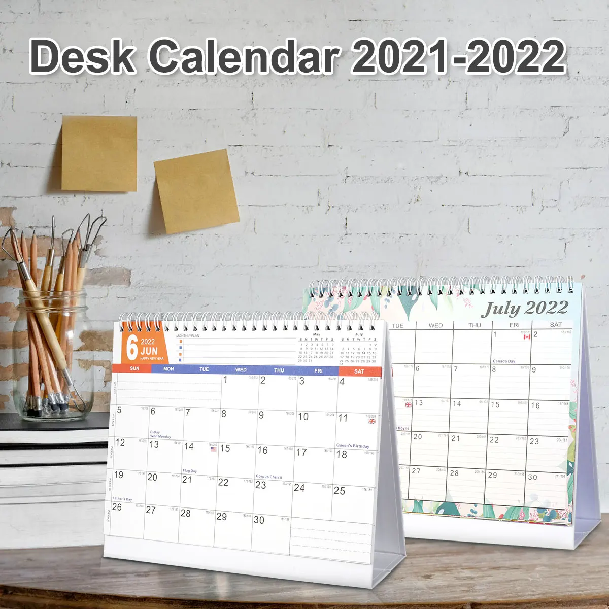 2021 2022 Desk Calendar Double Side Flip Table Calendar Daily Scheduler Table Planner Yearly Agenda Organizer with Memo Pages