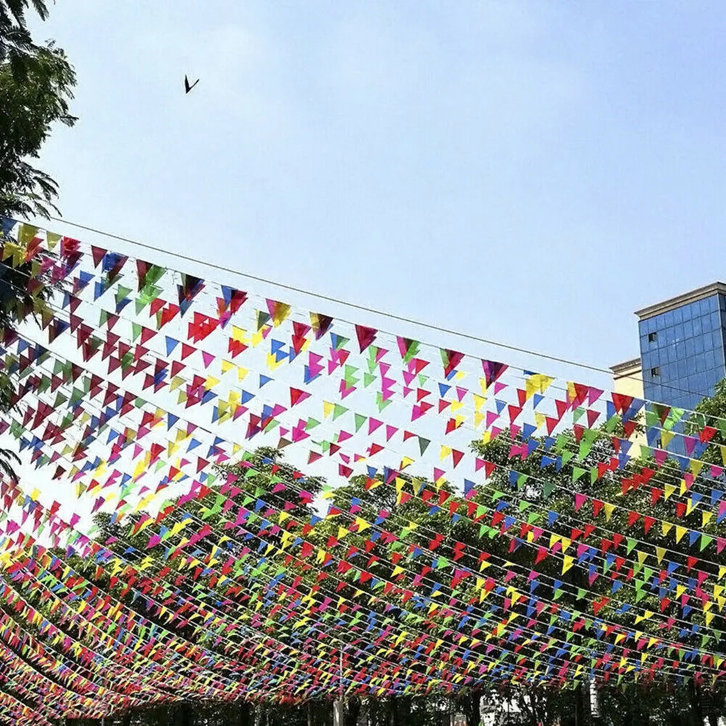 

100M Flags 150pcs 22*35CM Banner Bunting Festival Multicolored Outdoor