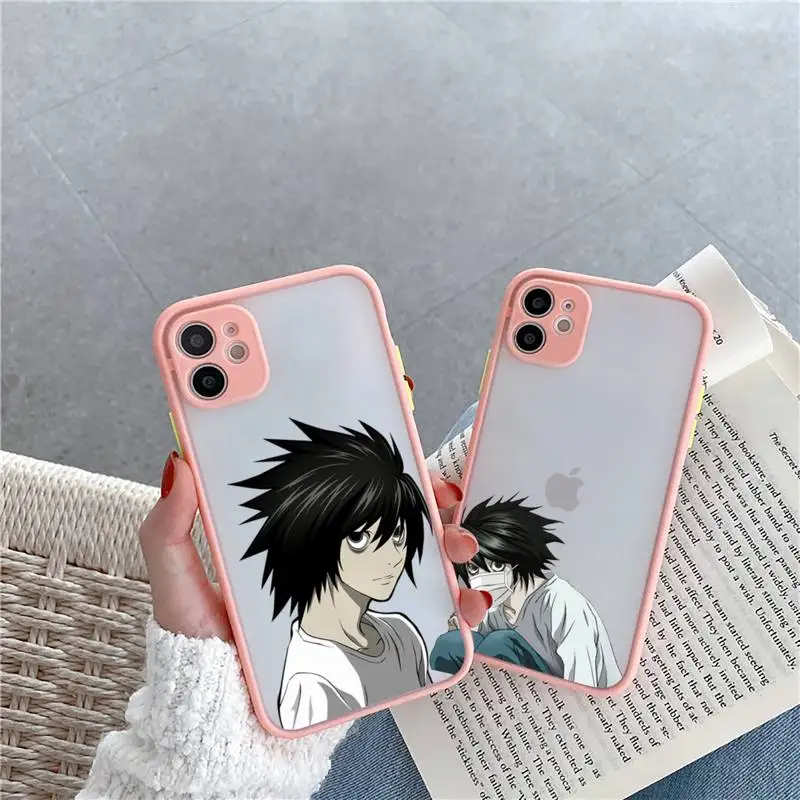 

Death note Phone Case For iPhone 12 11 Mini Pro XR XS Max 7 8 Plus X Matte transparent Pink Cover