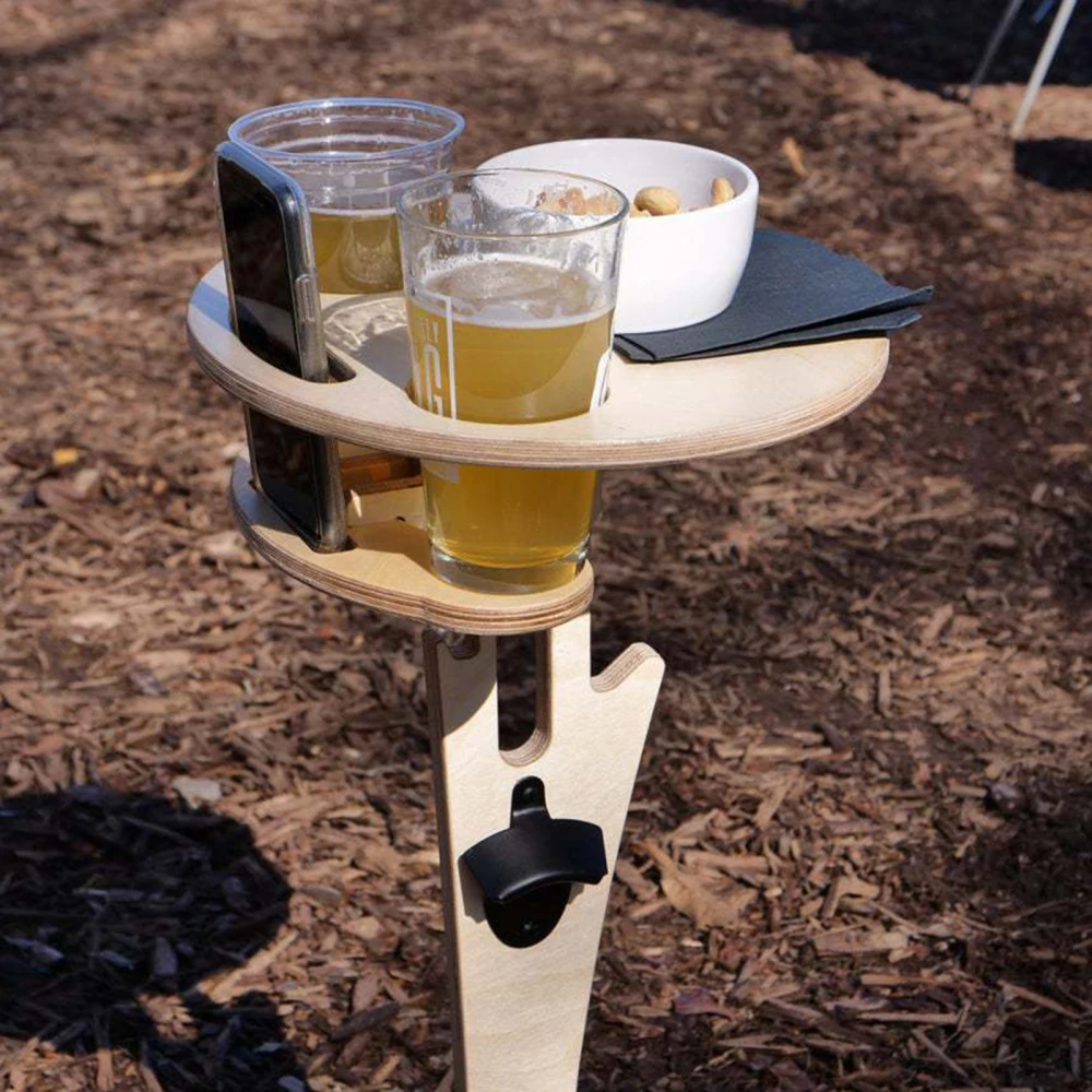 

Double-layer Portable Insert Table Wine Rack Video Screen Round High-quality Foldable Outdoor Wooden Durable Convenient Desktop