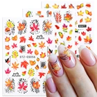 3D наклейки для ногтей, 1 шт., кленовые листья с паутиной, Осенние наклейки для маникюра сделай сам, декоративные Слайдеры для ногтевого дизайна LACS055-057