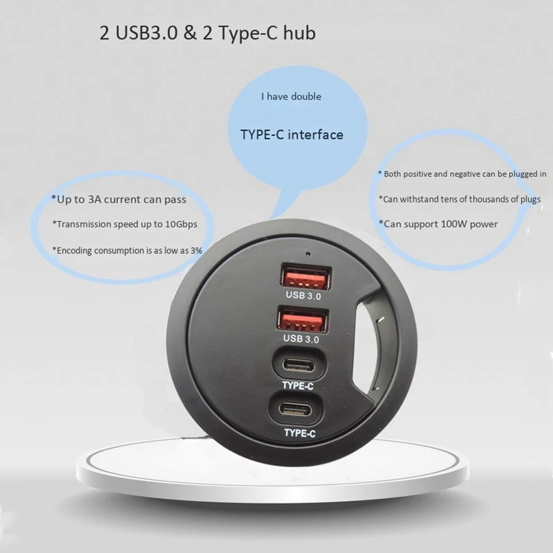 

USB Desk Hub USB3.0 HUB USB3.0 Type C Adapter for Desktop PC USB HUB Desk Mount USB 3.0 Splitter EU Plug