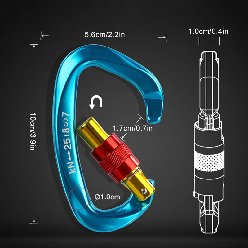 

Hot Aluminum D Shape Buckle Carabiner Key Chain Snap Hook Anti-slip Camping Equipment DO2
