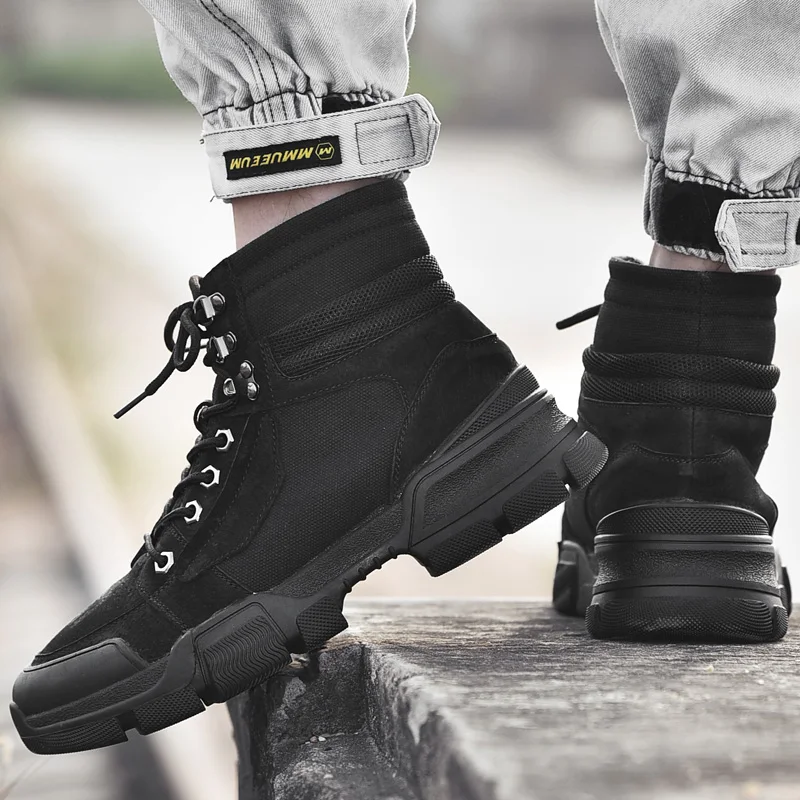 

Shoe Casual Man Sneakers High Top Mens Shoes Casual Men's Men Man Leather Hightop Sports Loafers Black Fashion Leisure