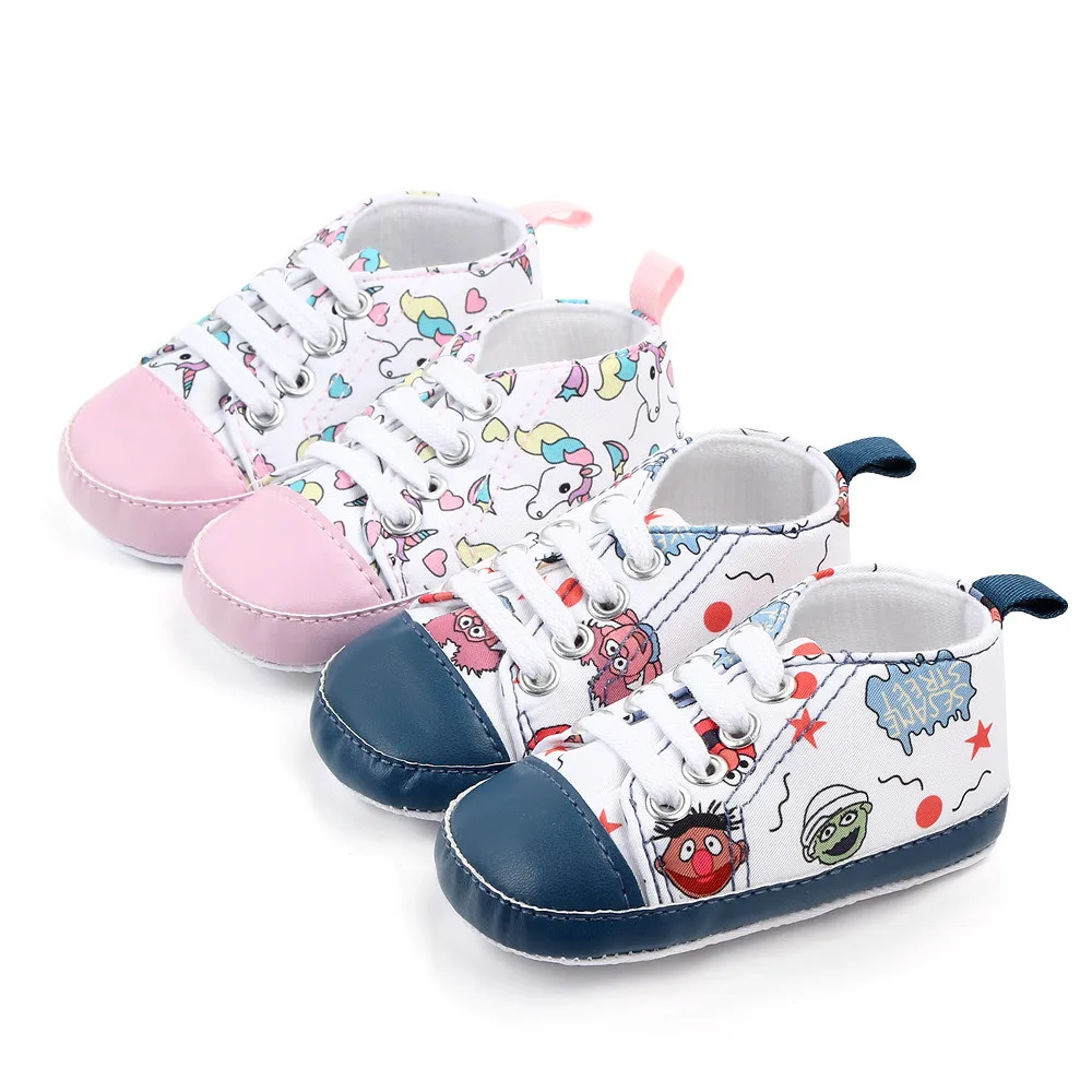 

Baby Boys Girls Shoes Canvas Print First Walker Infant Toddler Anti-Slip Prewalker Shoes