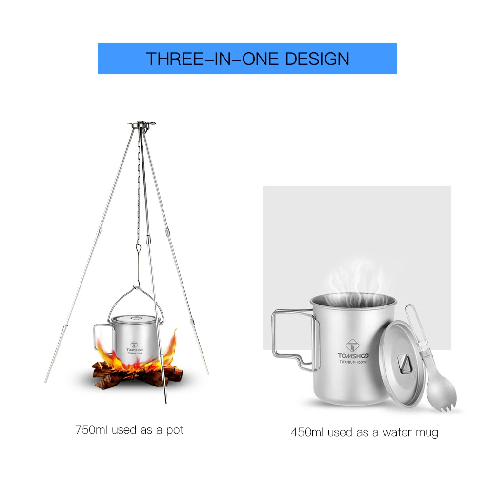 Tomshoo кемпинговая титановая кружка для воды Кухонная утварь выживание на природе