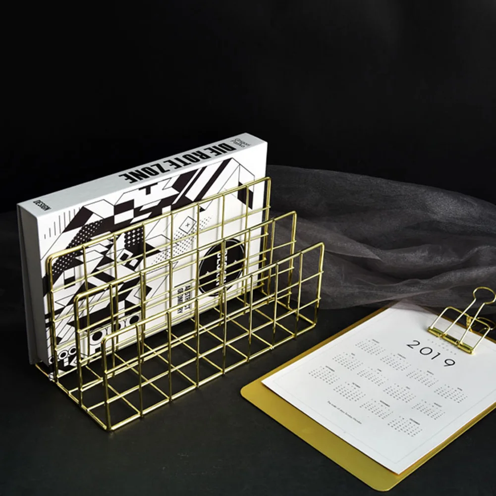 3 Layers Iron Book Magazine Document Storage Shelf Stand Dormitory Office Supply