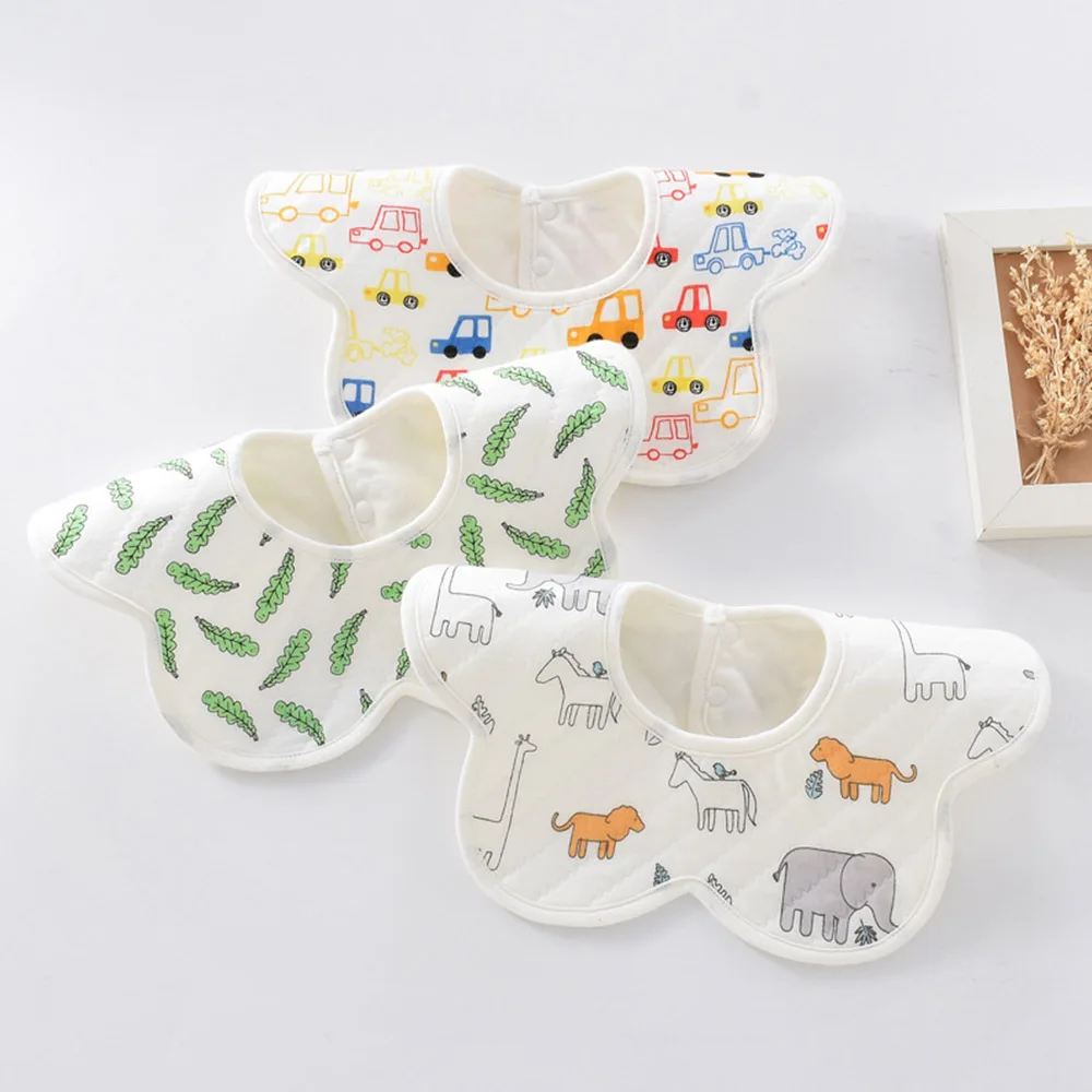 3 Pieces Baby Bibs Waterproof Flower Shape Round Neck 360 Degree Rotation Burp Cloths Saliva Towel Infant Feeding Stuff | Детская одежда