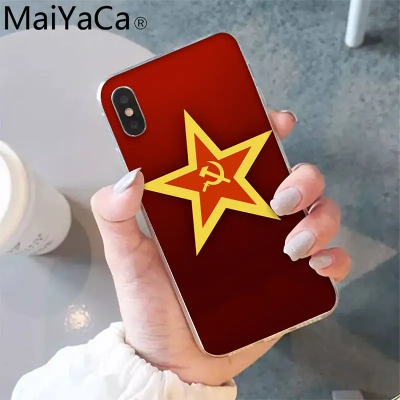 

MaiYaCa USSR Soviet emblem Flag Phone Case shell for iPhone 5S 8 7 6 6S Plus X XS MAX 5 SE XR 12 11 pro promax fundas