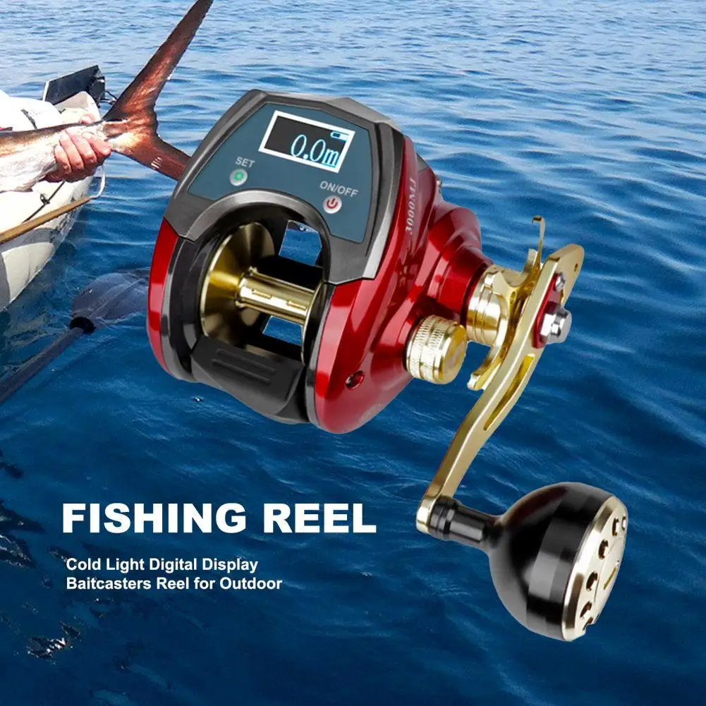 Fishing Reel Spinning Cold Light Digital Display Anti-rust Saltwater Drag Stainless Steel Baitcasters Reel for Outdoor Fishing 