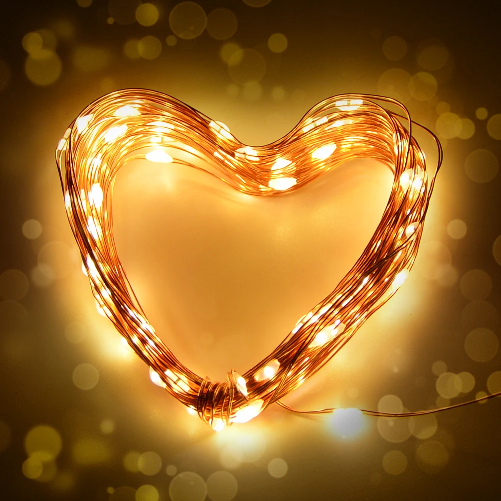 Медный провод подсветка для шкафов 2 м 5 10 светодиодный гирлянды Рождественский