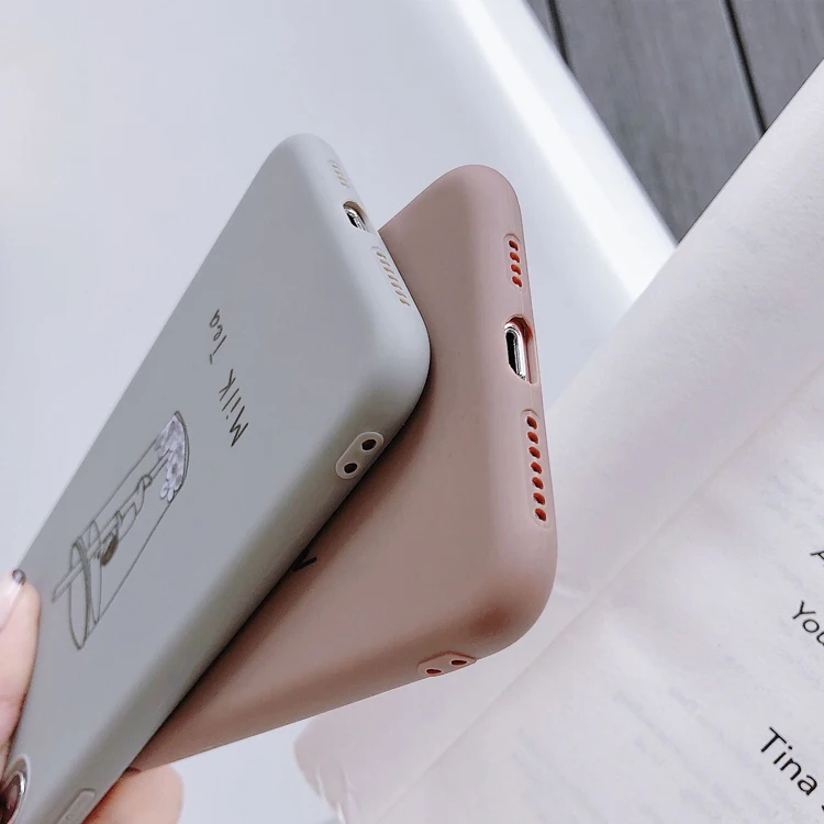

TPU Phone Case For iPhone XR XS Max 7 8 6 6S Plus SE 2020 12 mini Heart Cartoon Milk Tea Cover For iPhone 11 Pro Shell Fundas