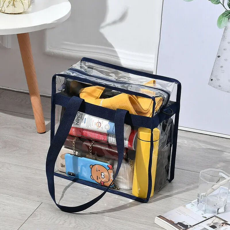 

Fashion Women Handbag Waterproof Travel Big Smoothy Transparent Makeup Bag Clear PVC Tote Shoulder Crossbody