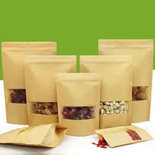 Ziplock крафт-бумажный пакет для чая с окошком, сушеные продукты, фрукты, чай, подарочная упаковка, Самоуплотняющиеся чайные пакеты, 20 шт./лот