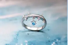 woman rings Thaya, 925 пробы, серебряные ювелирные изделия, 3D текстура, кольца, Рождество, снежинка, пара, Стерлинговое Серебро, кольца для женщин, обручение, подарок - Цвет камня: woman rings