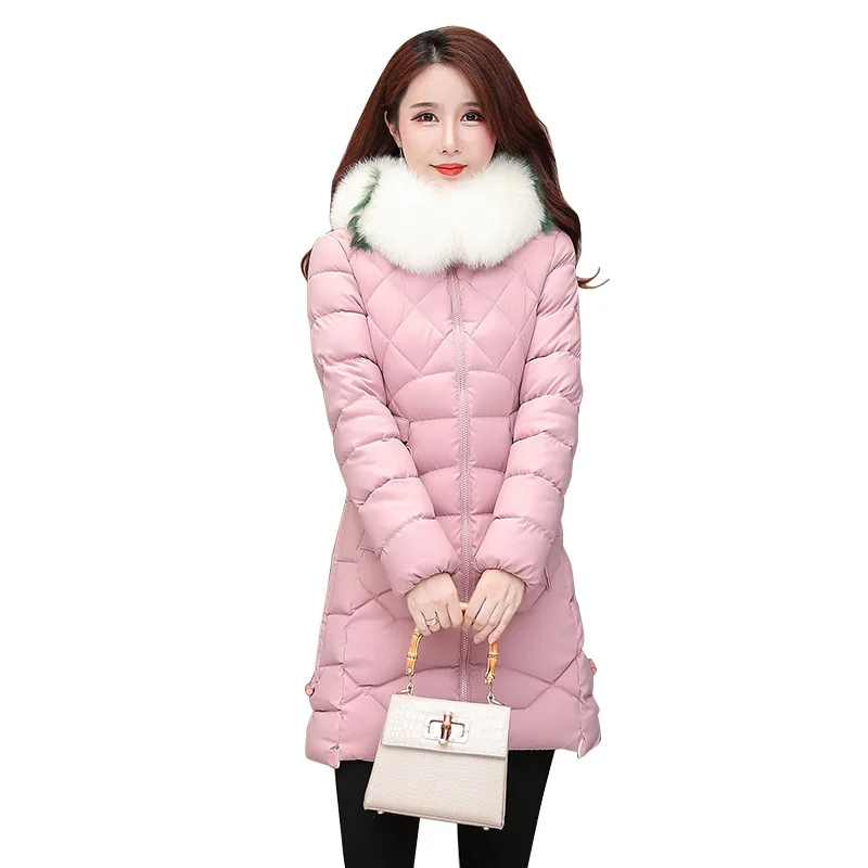 coats and jackets women winter new style female parka long cotton coat Slim big fur collar hooded cotton coat