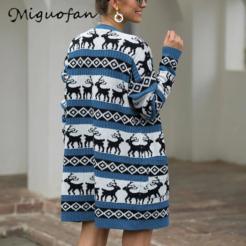 Miguofan women cardigans sweaters elegant christmas plus size outwear autumn winter coats button pocket cardigan |