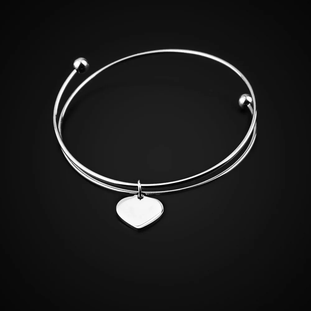 

Simple Women's Titanium Stainless Steel Bangles Heart Love Charm Adjustable Cuff Bracelet To Female Gift Bracelet 2020