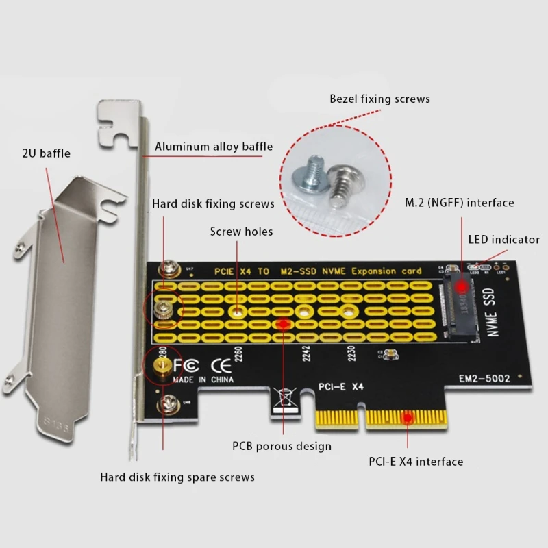 

KX4A Compatible with Windows/ Linux/Mac OS Stable Expansion Cards M.2 SSD PCIE Adapter Does Not Delay Expansion Cards