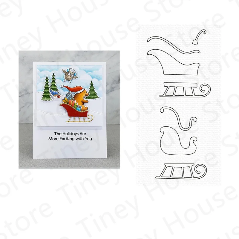 

Christmas Sled Metal Cutting Dies For Diy Craft Making Decoration Handmade Card Scrapbooking 2021 New Arrived No Clear Stamps