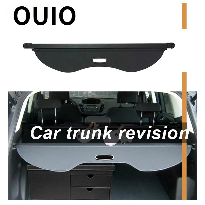 

OUIO 1Set Car Rear Trunk Cargo Cover Auto For Ford Escape/Kuga 2013 2014 2015 2016 Black Security Shield Shade Auto accessories