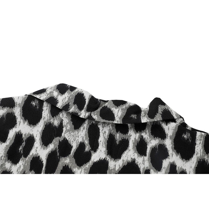 

Summer Women Cardigan Shirt Lapel Leopard Single Breasted Sexy Loose Short Sleeve Blouse 2021 New Fashion Wild Ladies Crop Tops