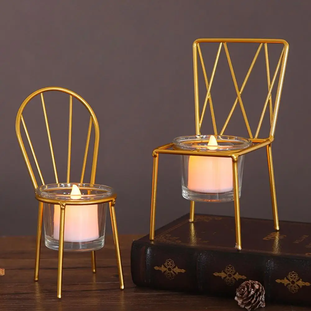 

Nordic Style Chair Design Iron Candle Holder Candlestick Home Party Decoration