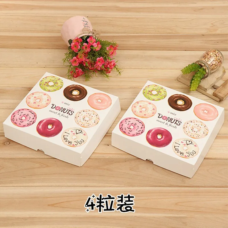 100 штук 4 размера белая картонная коробка для пончиков бумажная упаковочная
