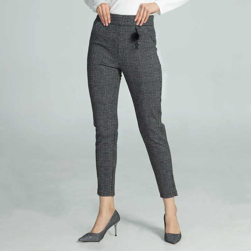 Marwin зимние плотные клетчатые штаны с манжетами в тонкую полоску штаны-колышки