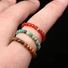 Кольцо с бусинами из натурального камня, 3 мм, с кристаллом