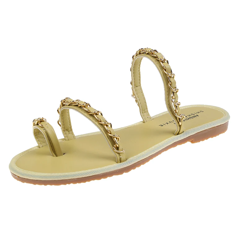 

2021 Slippers Rivet Flip Flops Sexy Slides Beach New Open Toe Flat Women's Flip Flops Round Comfortable Woman's Slippers