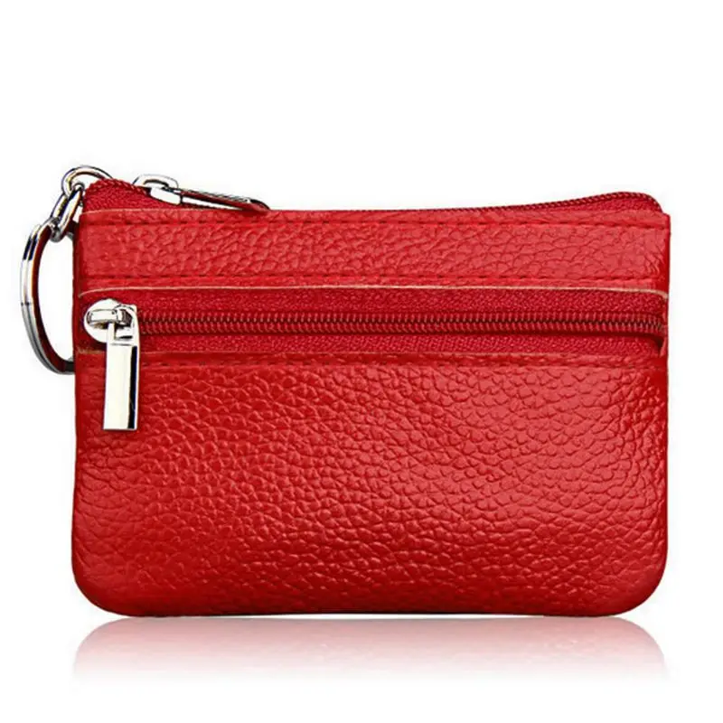 

Soft Men Women Card Coin Key Holder Zip Genuine Leather Wallet Pouch Bag Purse