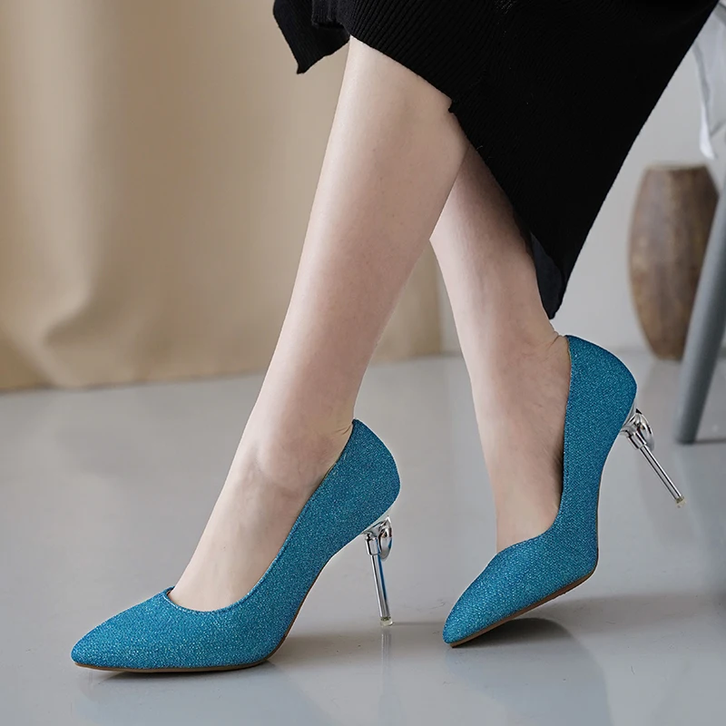 Пикантные шикарные женские туфли на высоком каблуке Туфли лодочки из расшитой