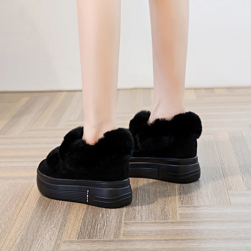 

Swyivy Luxury Rabbit Fur Winter Shoes Women Platform Ankle Boots Genuine Leather 2020 New Female Casual Sneakers Ankle Boots Fur