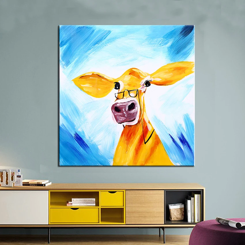 

Big Size Paintings Handmade Wall Painting Color Cow Picture on Canvas Abstract Home Decor Animals Oil Painting Wall Pictures