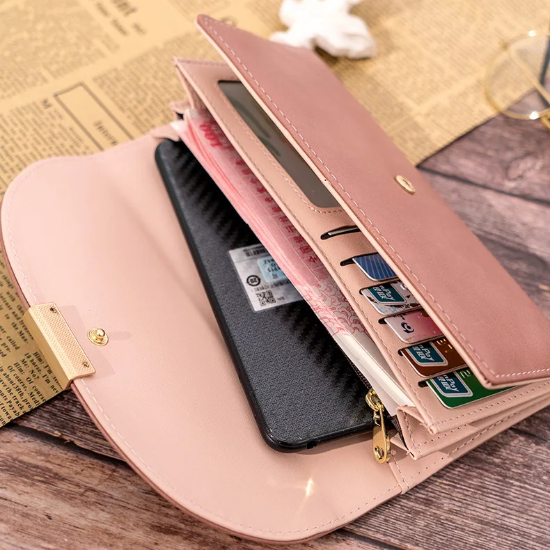 

New retro ladies wallet student simple long clutch bag multi-function mobile phone coin purse ladies card package Christmas gift