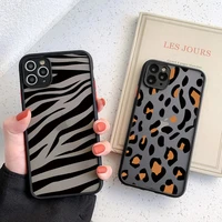 fashion leopard case for iphone 11 12 13 pro max xs max 12 mini 7 8 plus x xr se 2020 clear retro zebra pattern shockproof cover