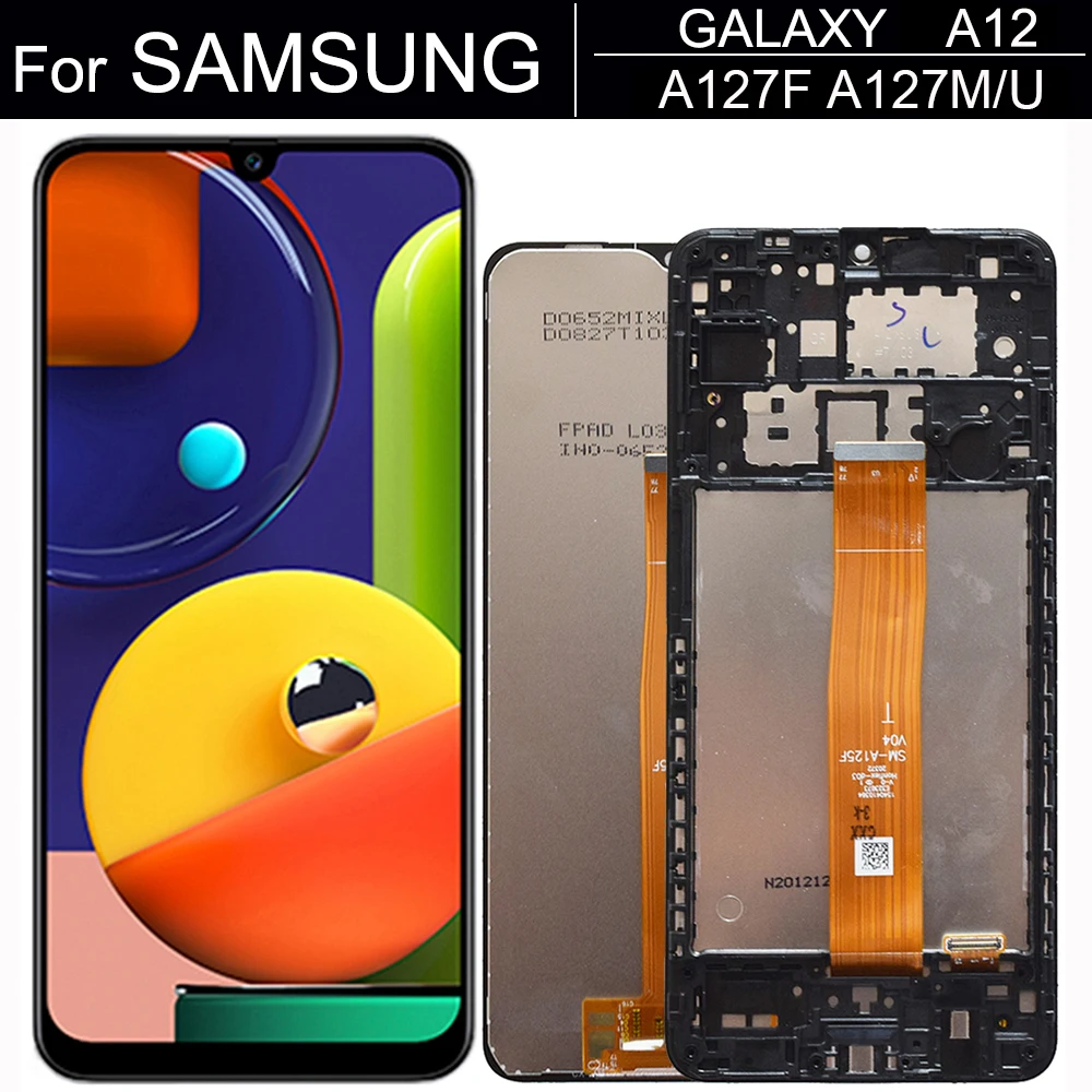 

6,5 'Оригинальный ЖК-дисплей для Samsung Galaxy A12 Nacho LCD A127F A127M A127U сенсорный экран дигитайзер в сборе для Samsung A127 LCD