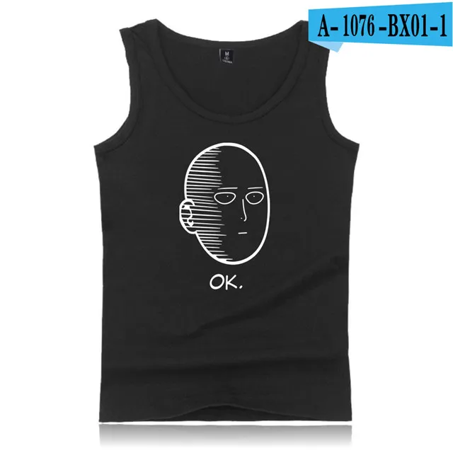 black One Punch Man Hero Saitama Oppai топы для фитнеса размера плюс, Летний жилет для бодибилдинга, рубашка без рукавов, хлопковая майка для спортзала, мужская майка - Цвет: black