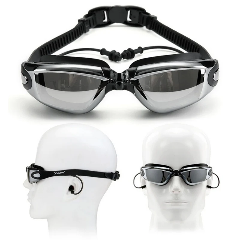 

Unisex Silicone Waterproof Swimming Caps Swimming Goggles Anti-fog UV Protection Swimming Glasses With Earplug Swim Pool Hat